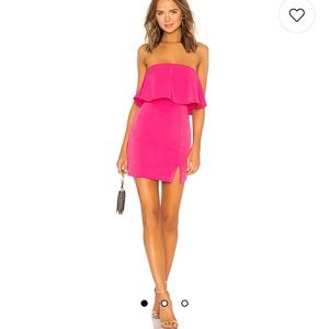 Catalina ruffle tube mini dress in hot pink